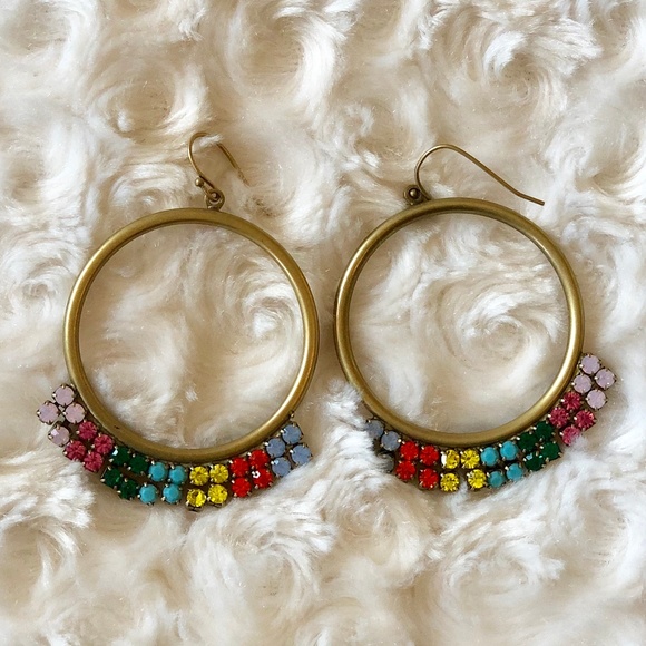 Host Pick! Rainbow Stone Hoop Earrings - NWOT - Picture 1 of 1